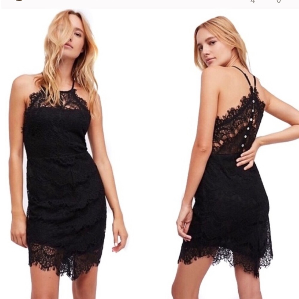 FREE PROPLE ‘SHES GOT IT’ LACE SLIP DRESS HALTER